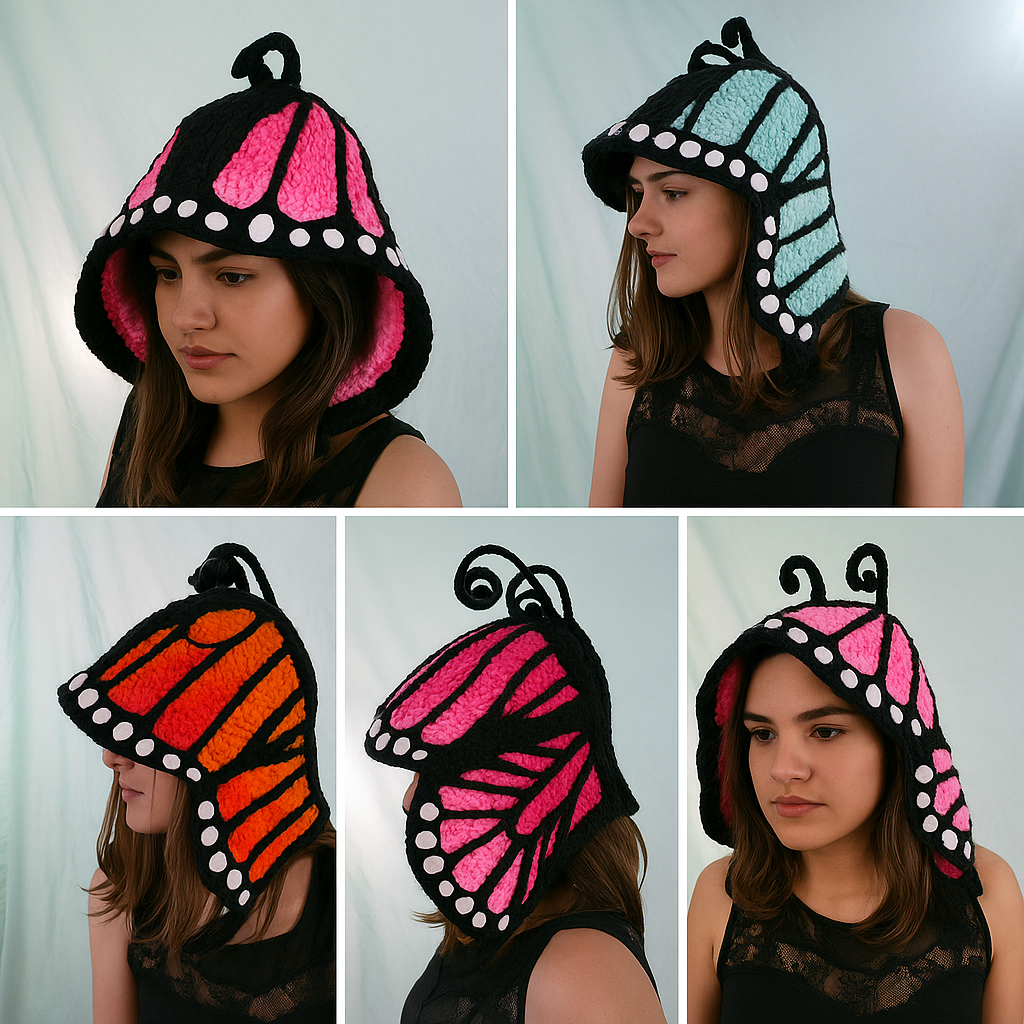 Butterfly Winter Hood crochet pattern