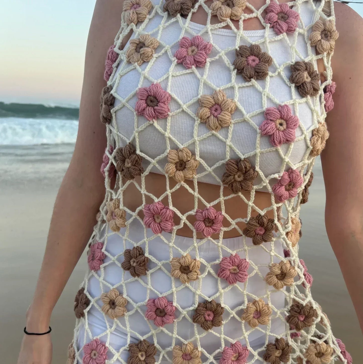 Floral  Beach Cover-up dress Crochet pattern
