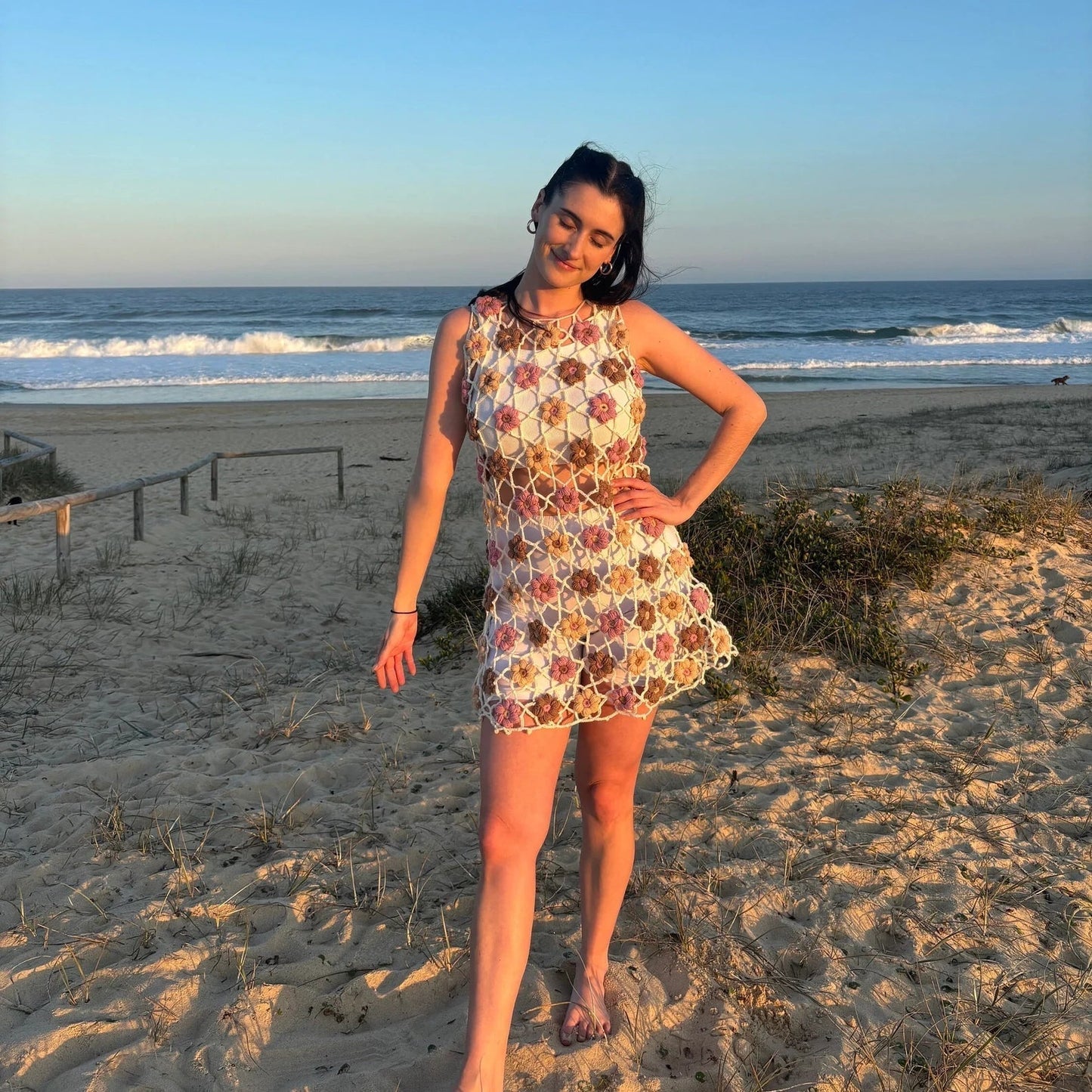 Floral  Beach Cover-up dress Crochet pattern
