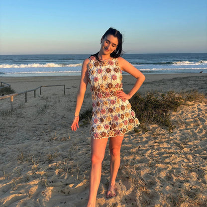 Floral  Beach Cover-up dress Crochet pattern