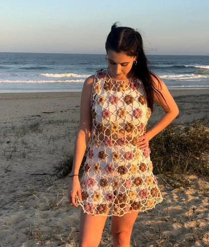 Floral  Beach Cover-up dress Crochet pattern