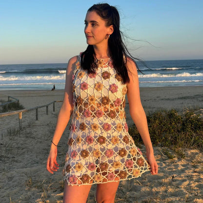 Floral  Beach Cover-up dress Crochet pattern