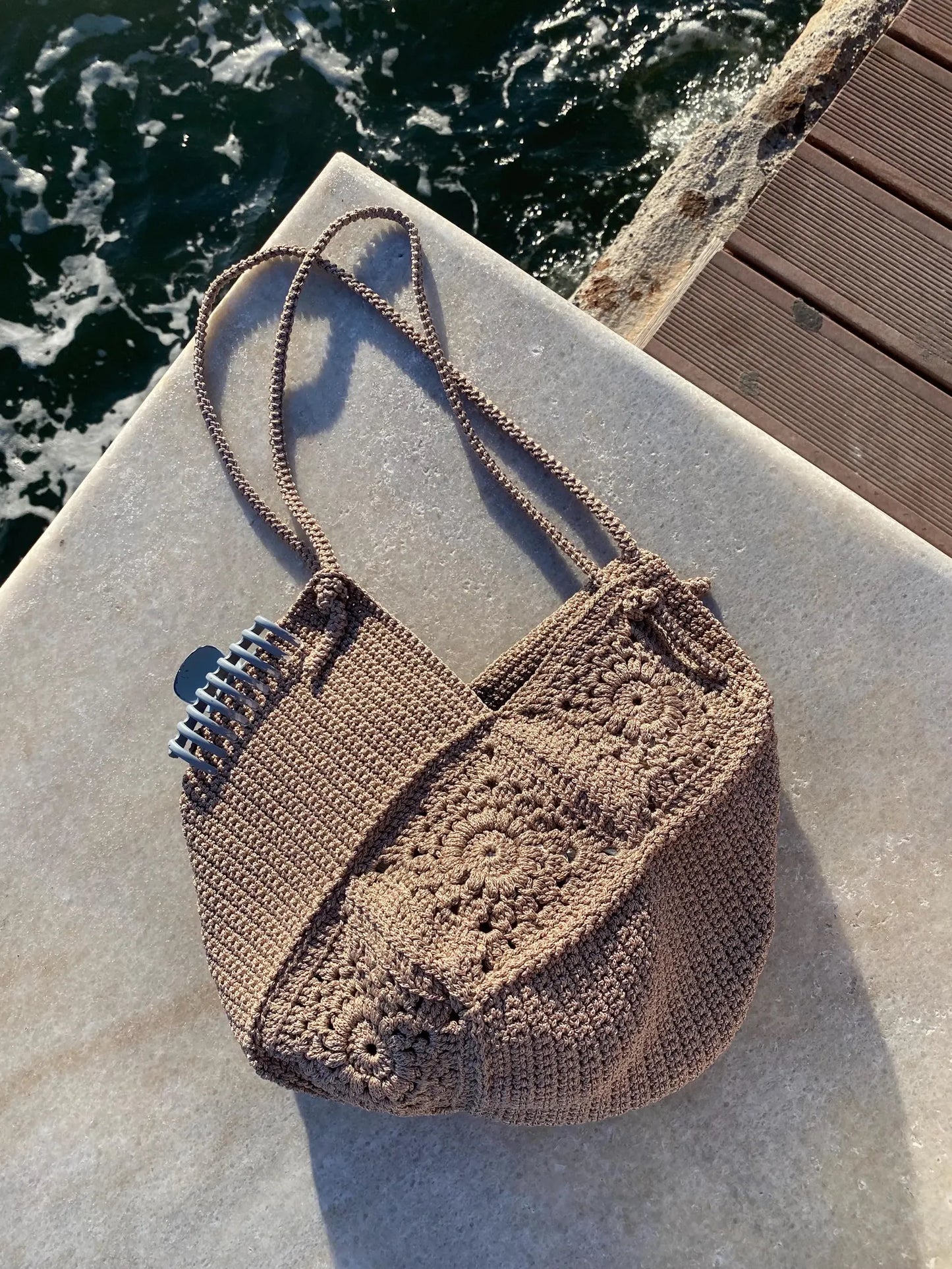 Beach Granny Square Jute Bag Crochet Pattern