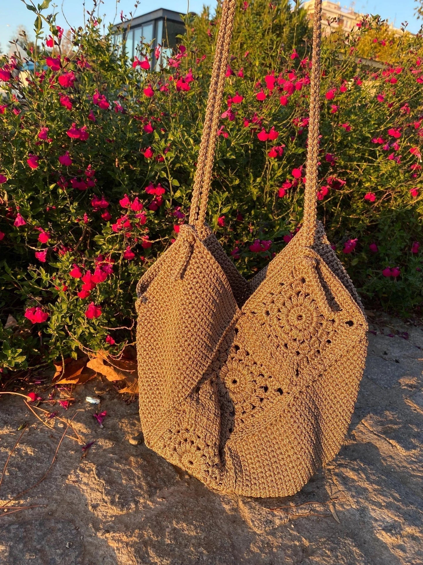 Beach Granny Square Jute Bag Crochet Pattern